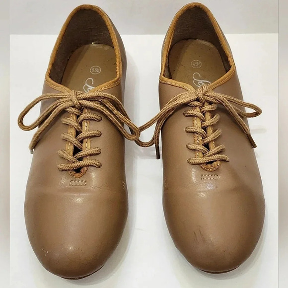 style plus Other - Style Plus Kids Leather Tan Lace Up Jazz Dance Performance Shoe, sz 6.5